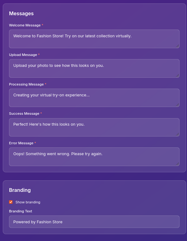 Message Customization