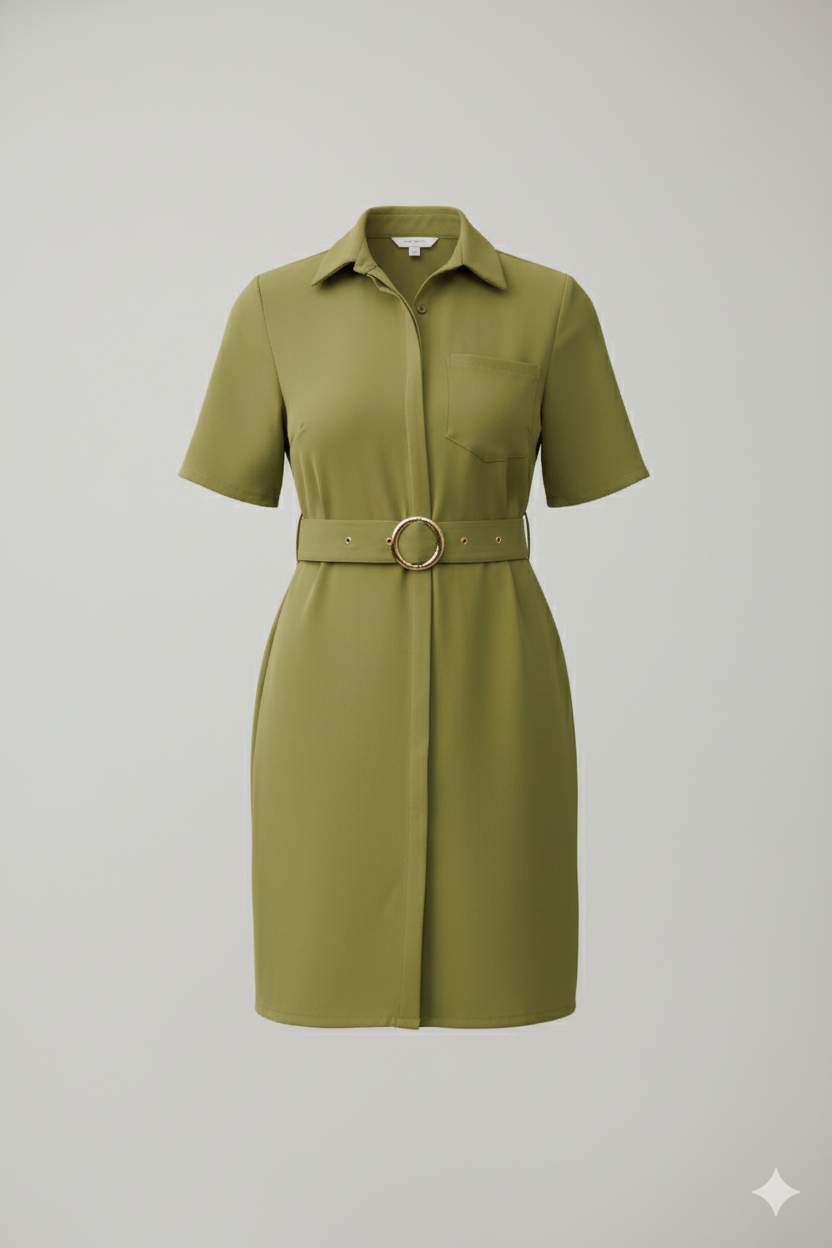 Product photograph of a shirt dress used as virtual try-on source