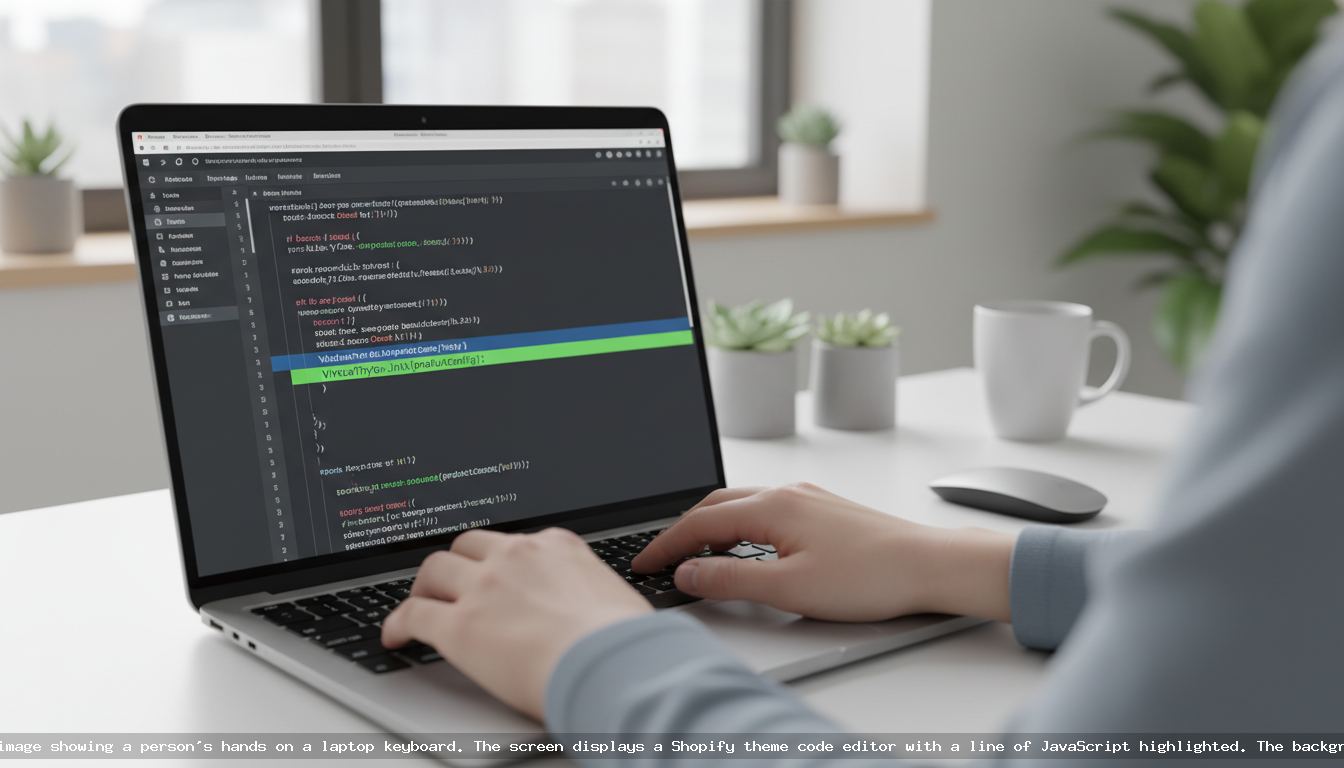 A developer adding the VDressUp virtual try-on JavaScript widget to a Shopify theme's code editor.